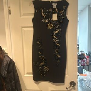 Black and gold evening dress